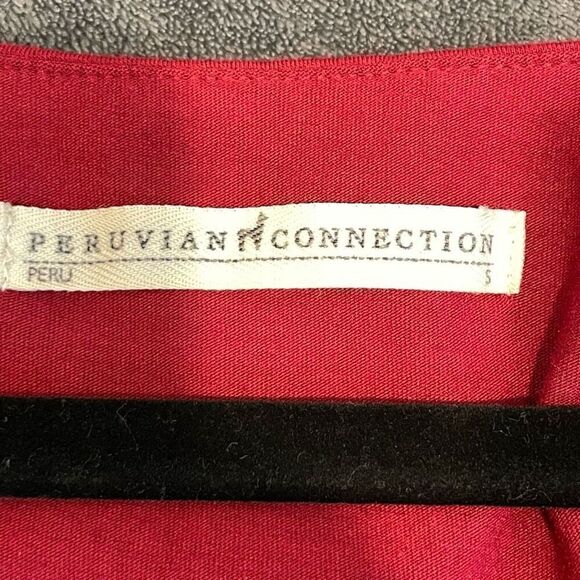 Peruvian Connection Red Cotton Drapey Ruched Maxi Dress Size S - Picture 5 of 8